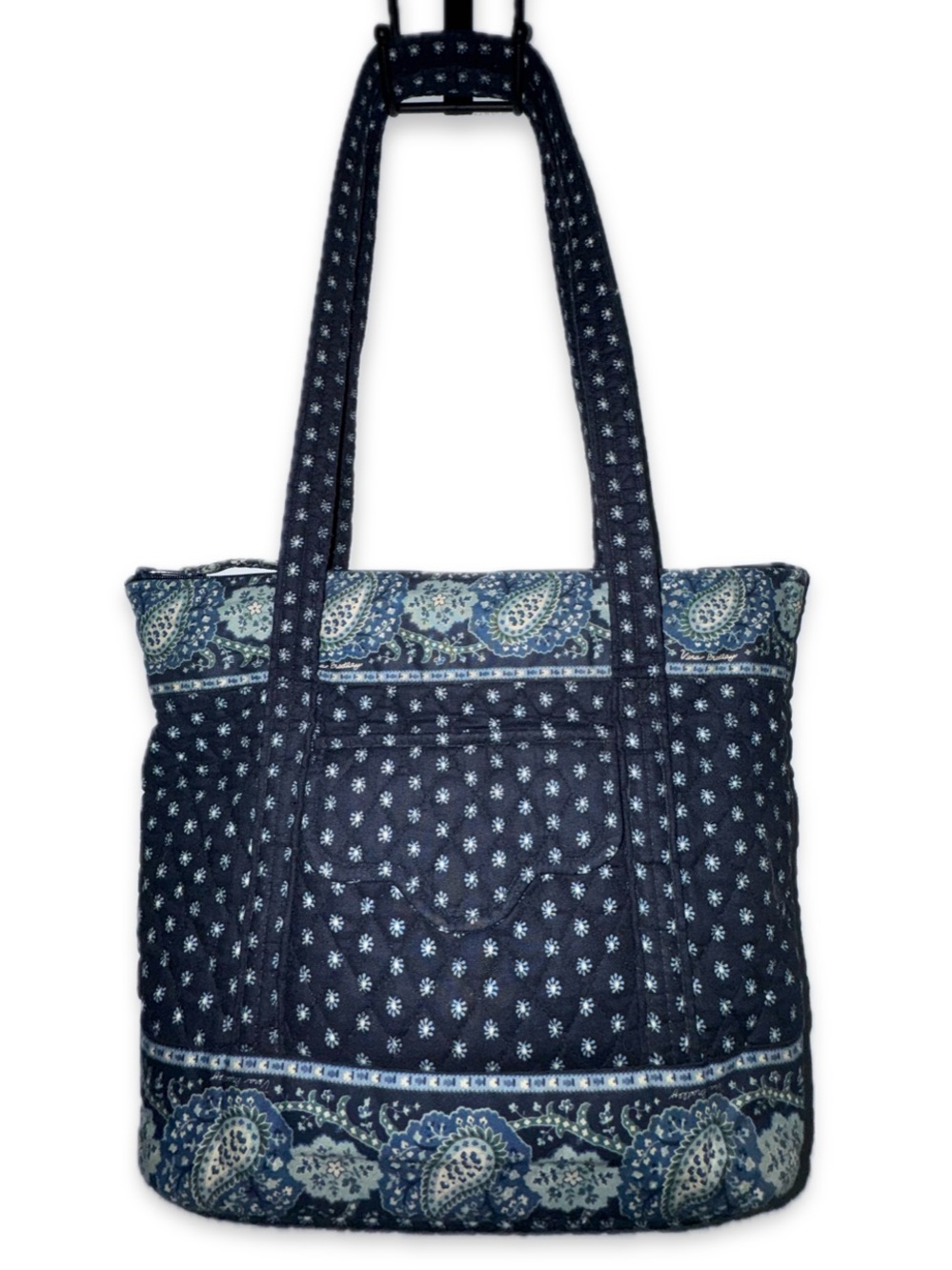 VERA BRADLEY QUILTED NAVY PAISLEY ZIP TOTE BAG